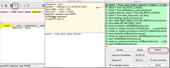 SQL statement history